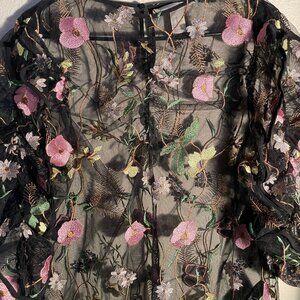 H & M SHEER HAND STICHED/EMBROIDERY BLOUSE